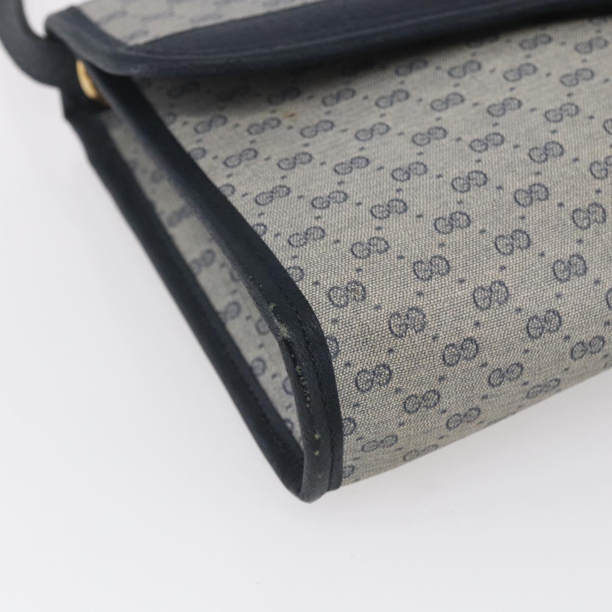 GUCCI Micro GG Canvas Bag PVC Leather Navy Gold 004 161 0670 Auth BA7240