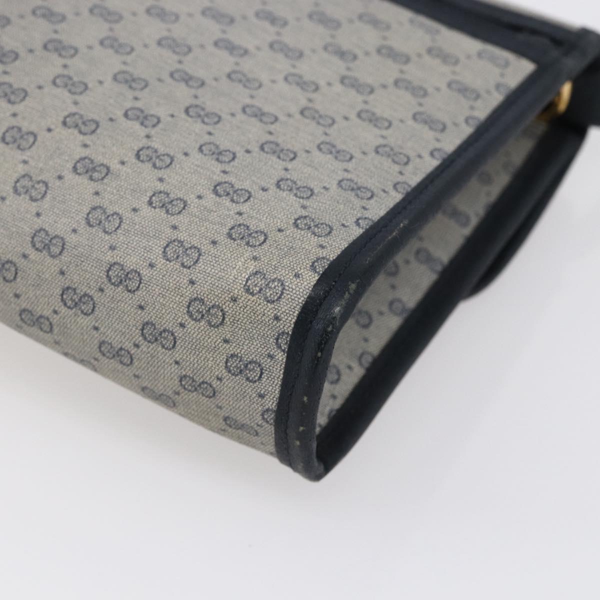 GUCCI Micro GG Canvas Bag PVC Leather Navy Gold 004 161 0670 Auth BA7240