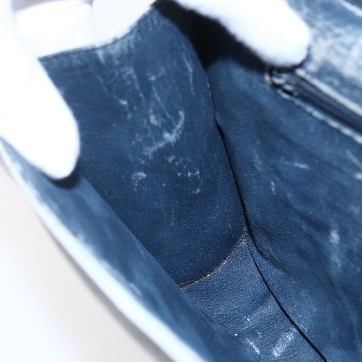 GUCCI Micro GG Canvas Bag PVC Leather Navy Gold 004 161 0670 Auth BA7240