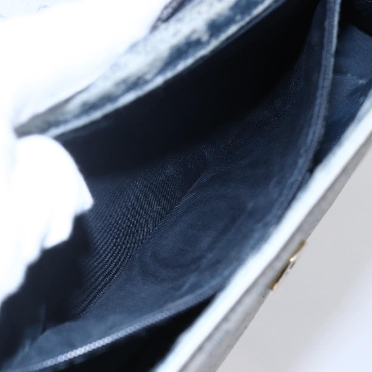 GUCCI Micro GG Canvas Bag PVC Leather Navy Gold 004 161 0670 Auth BA7240