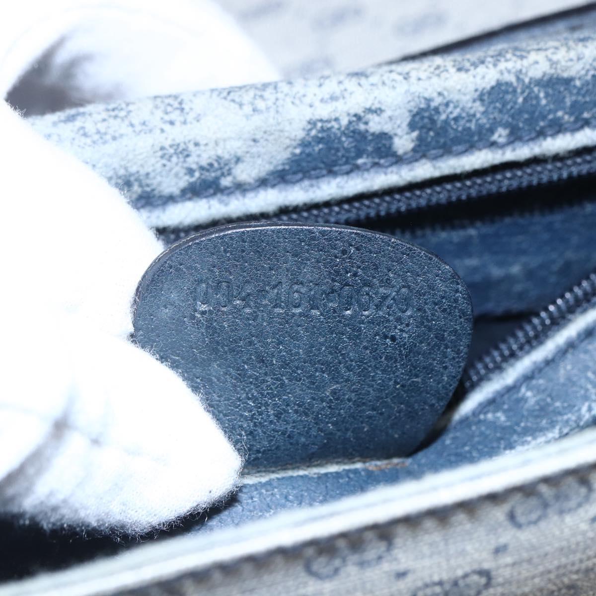 GUCCI Micro GG Canvas Bag PVC Leather Navy Gold 004 161 0670 Auth BA7240