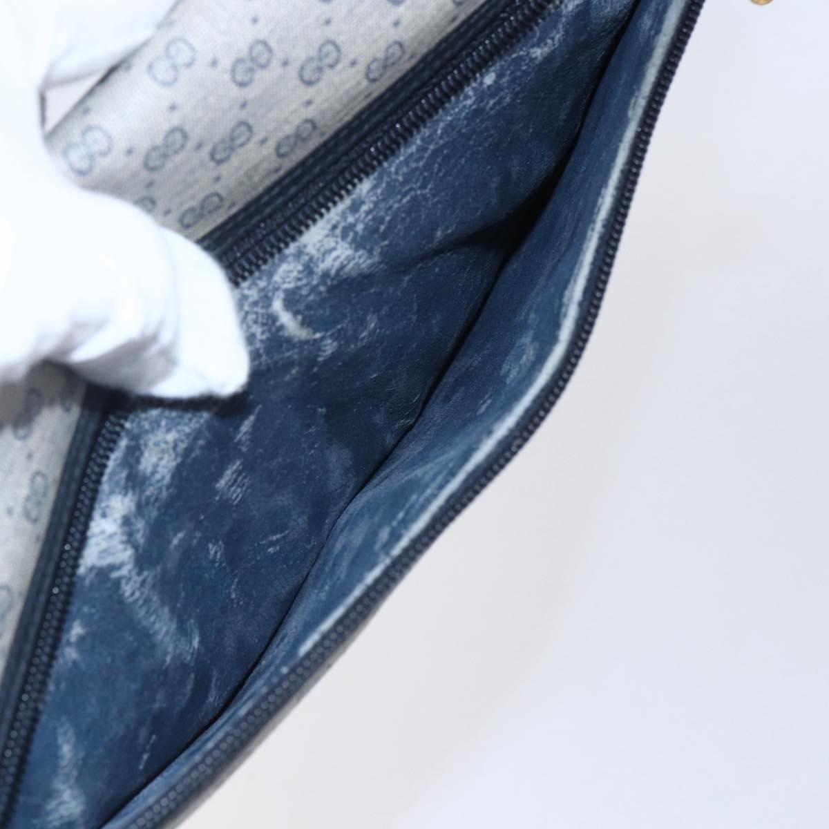 GUCCI Micro GG Canvas Bag PVC Leather Navy Gold 004 161 0670 Auth BA7240