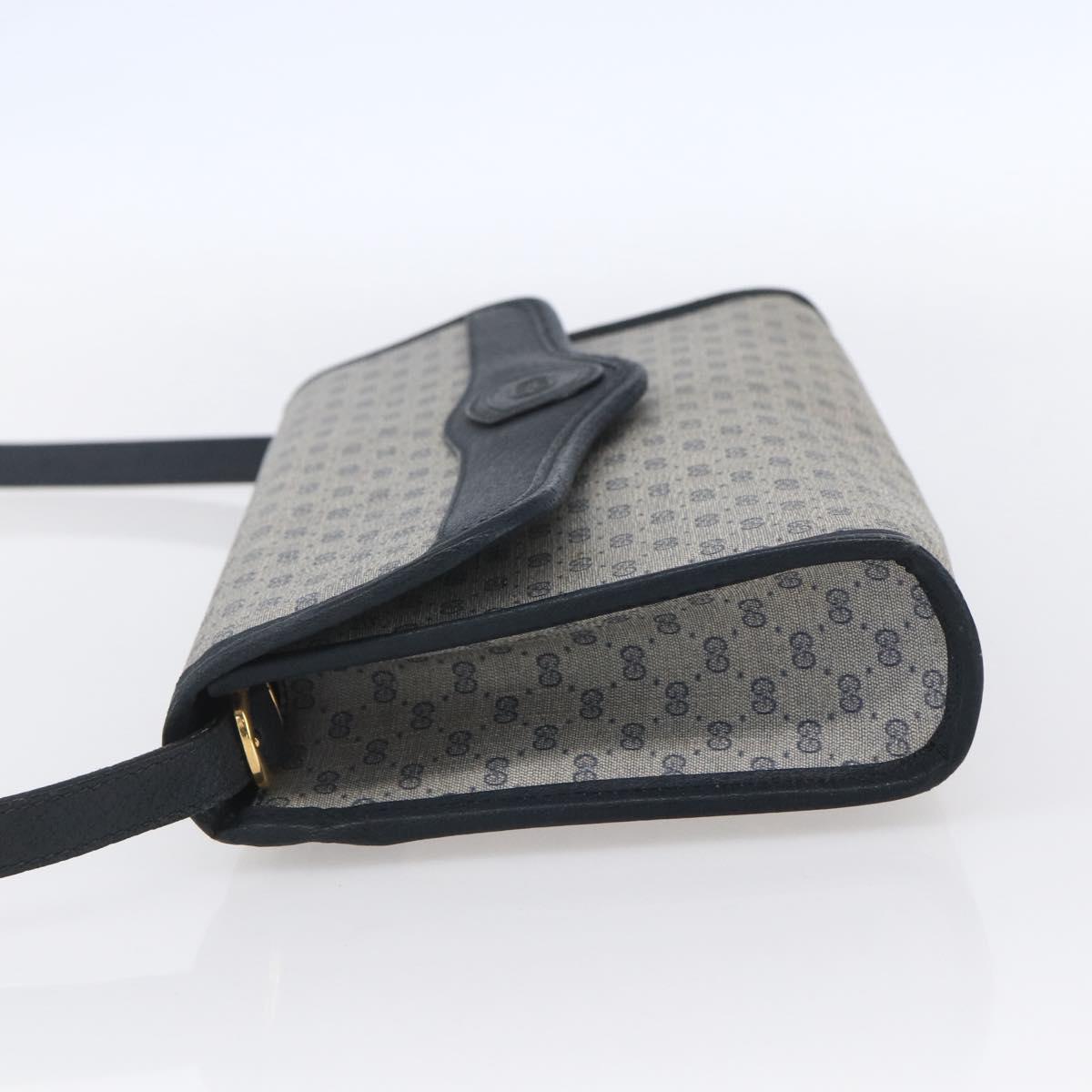 GUCCI Micro GG Canvas Bag PVC Leather Navy Gold 004 161 0670 Auth BA7240