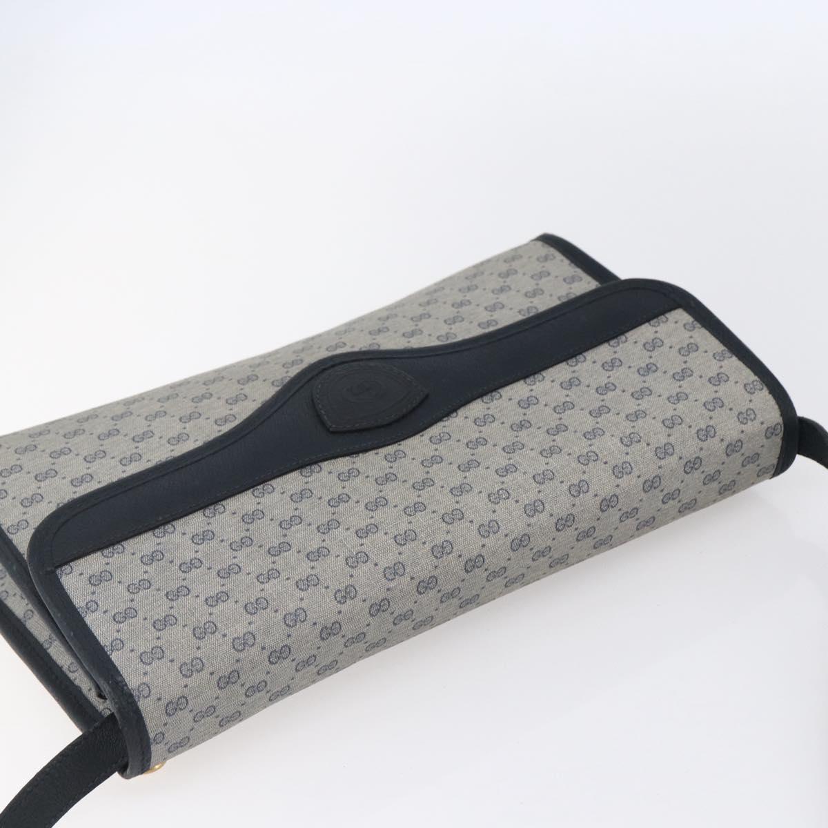 GUCCI Micro GG Canvas Bag PVC Leather Navy Gold 004 161 0670 Auth BA7240