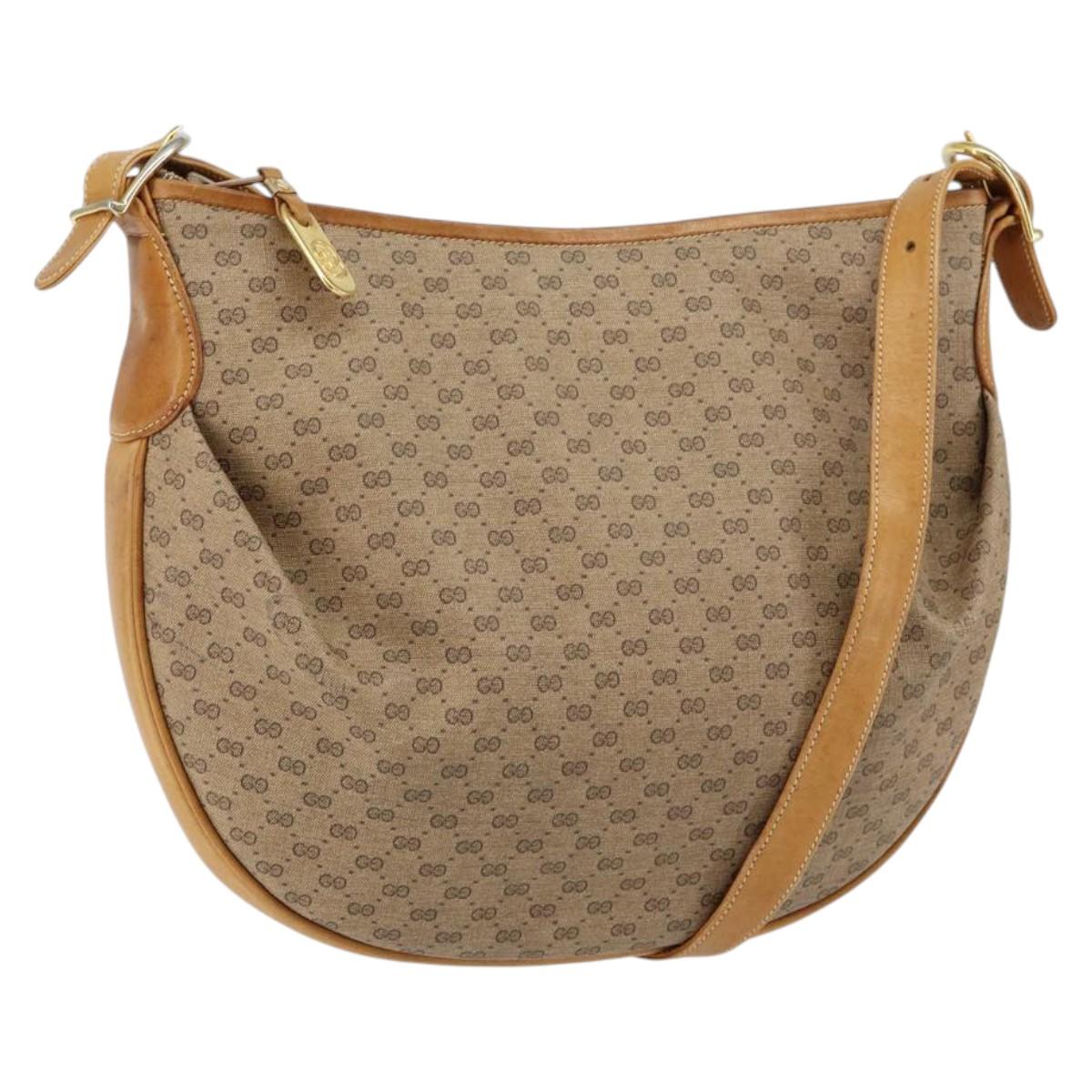 GUCCI Micro GG Supreme Shoulder Bag PVC Beige Gold 001 256 1324 Auth BA7242