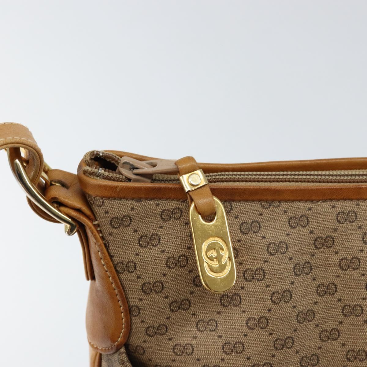 GUCCI Micro GG Supreme Shoulder Bag PVC Beige Gold 001 256 1324 Auth BA7242