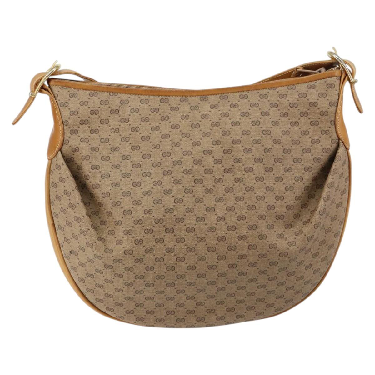 GUCCI Micro GG Supreme Shoulder Bag PVC Beige Gold 001 256 1324 Auth BA7242