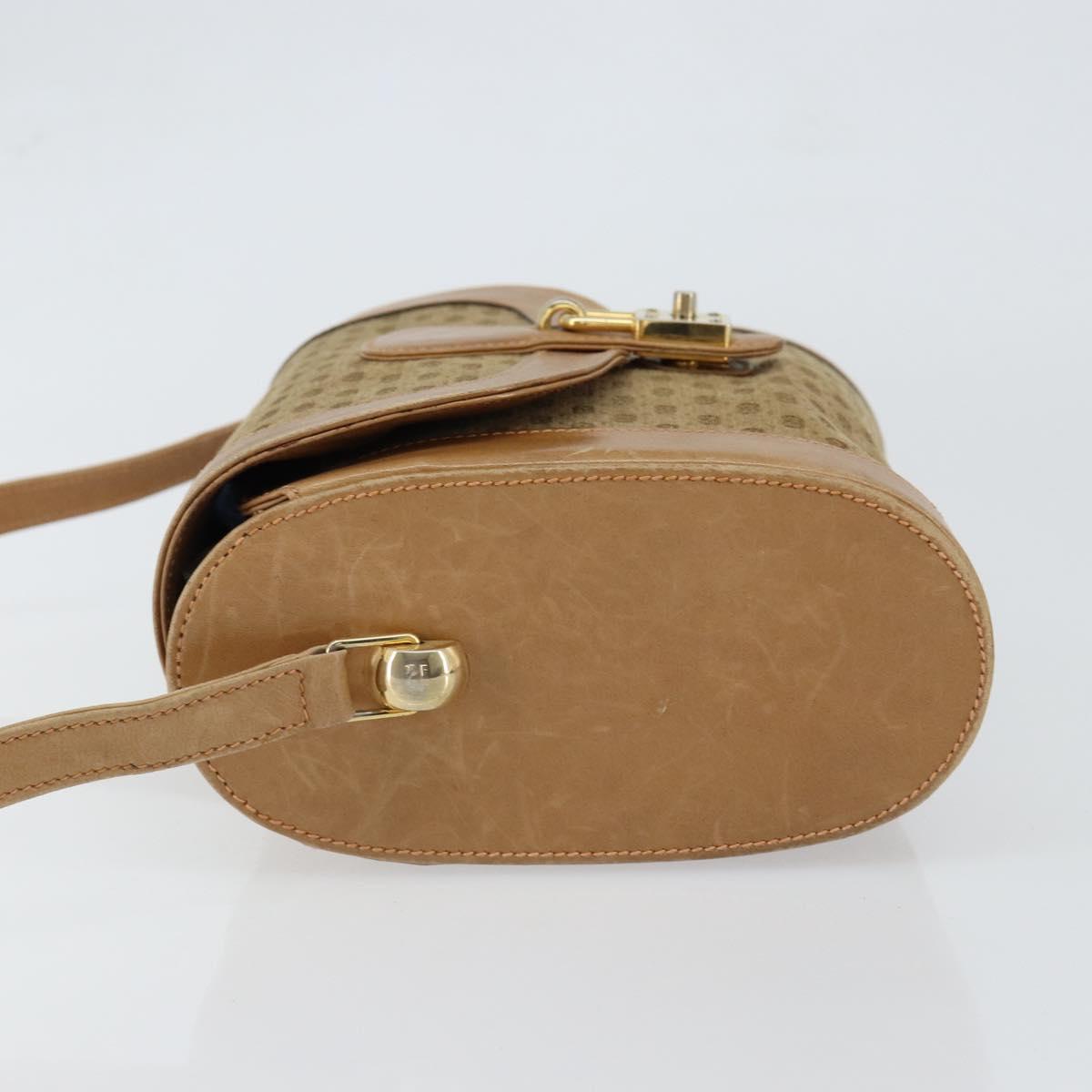 GUCCI Micro GG Supreme Shoulder Bag PVC Beige Gold Auth BA7245