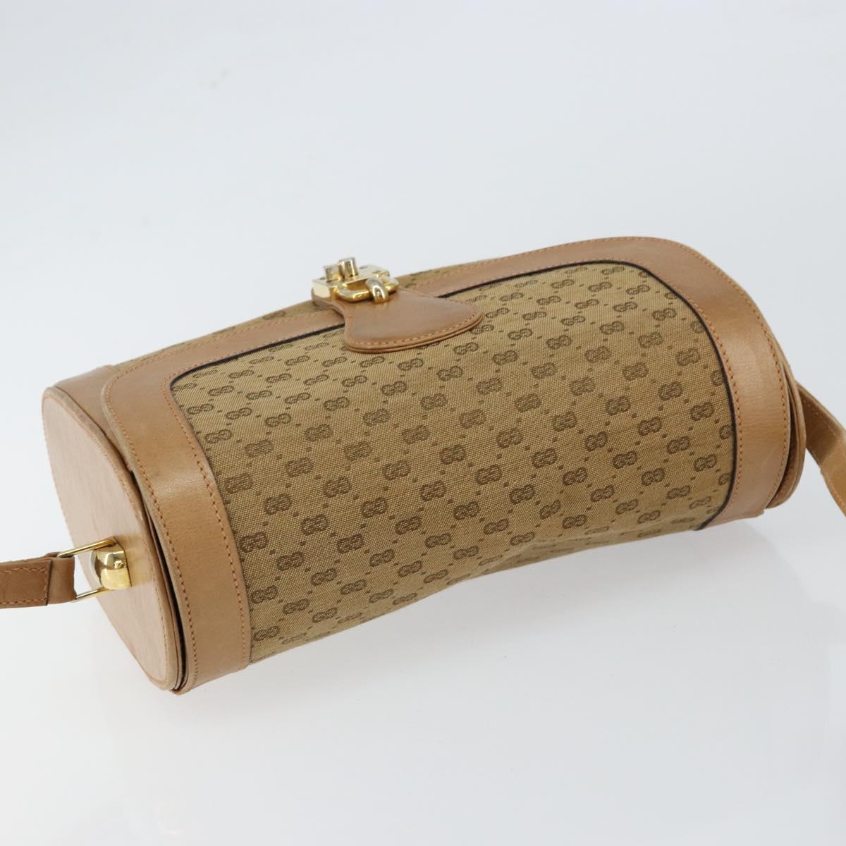 GUCCI Micro GG Supreme Shoulder Bag PVC Beige Gold Auth BA7245