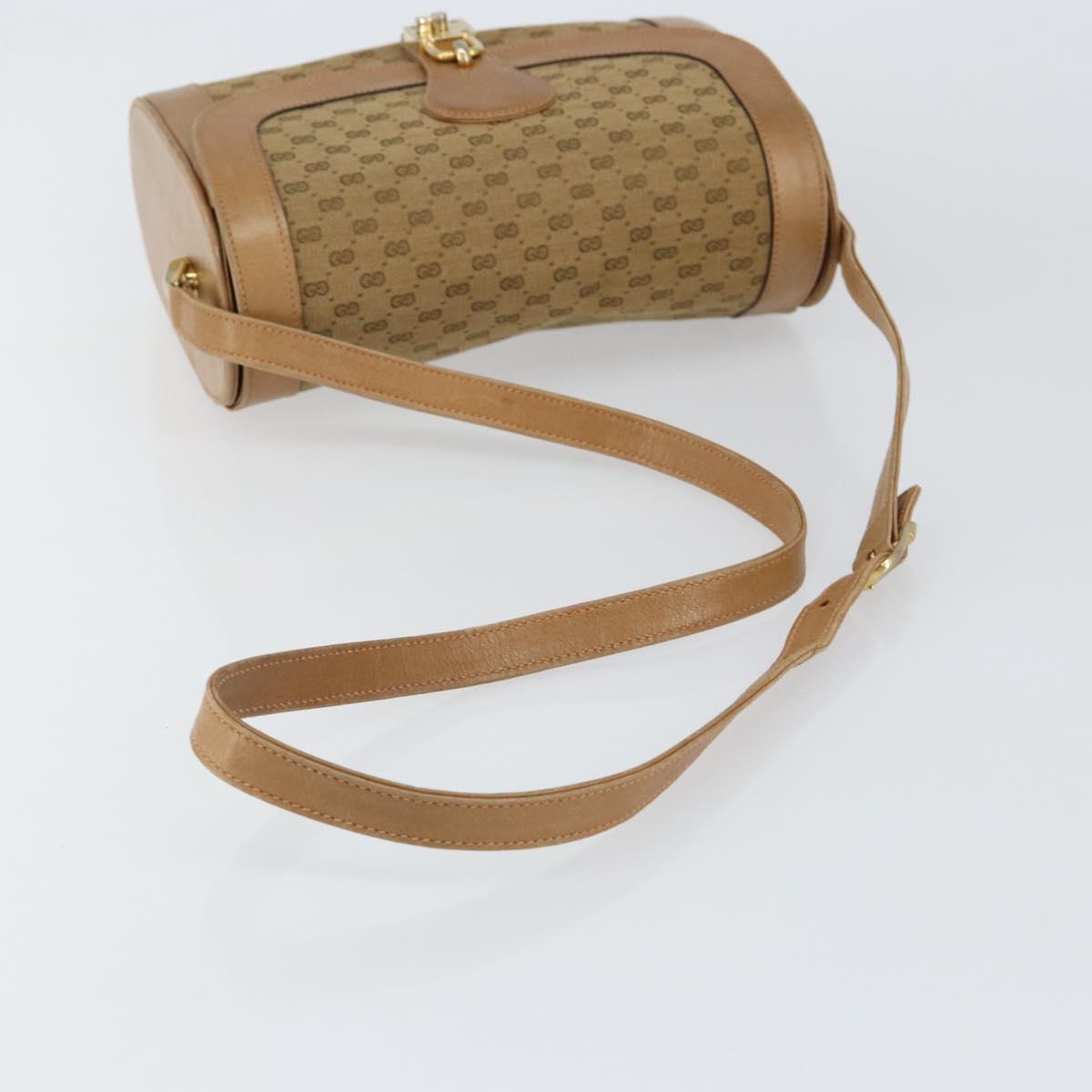 GUCCI Micro GG Supreme Shoulder Bag PVC Beige Gold Auth BA7245