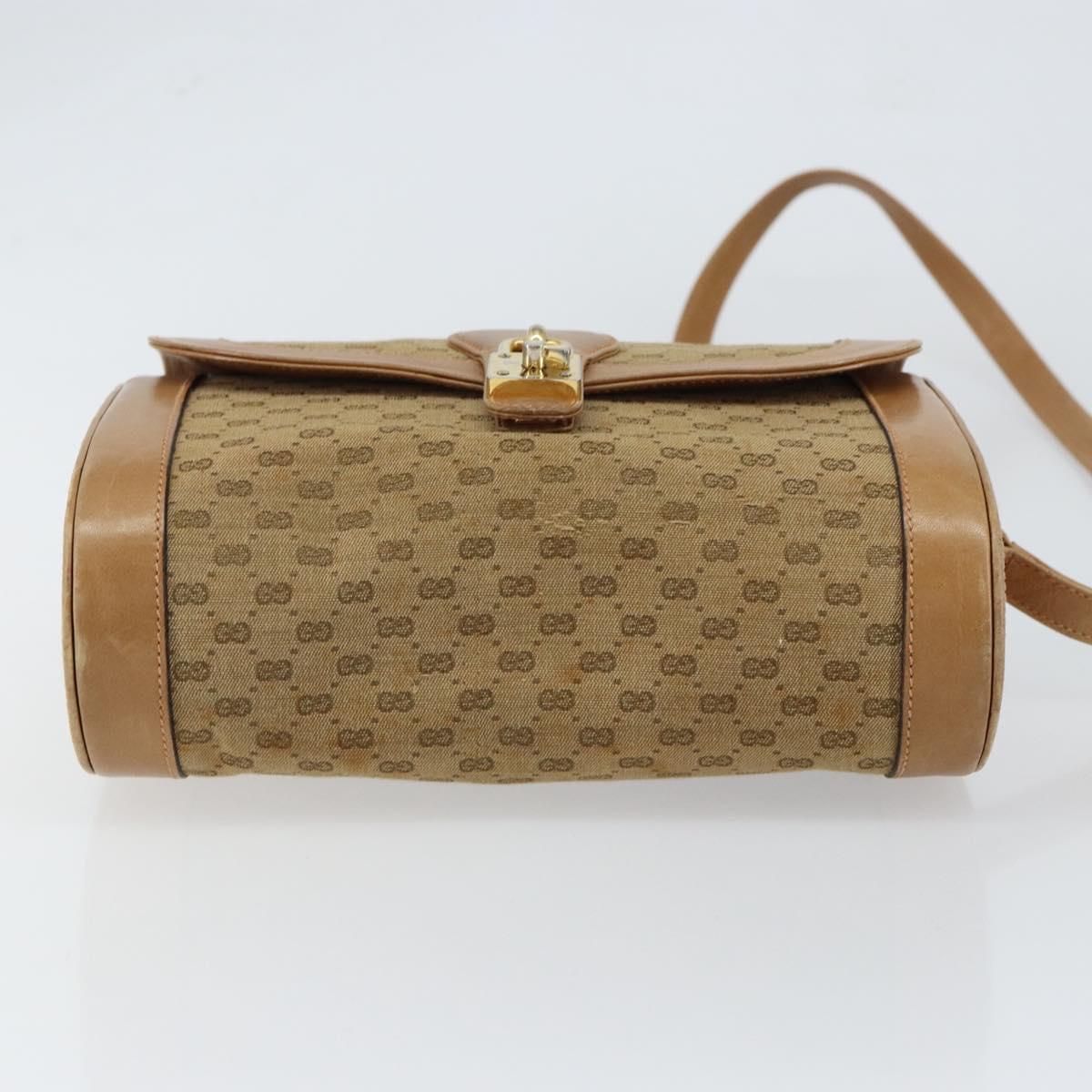 GUCCI Micro GG Supreme Shoulder Bag PVC Beige Gold Auth BA7245