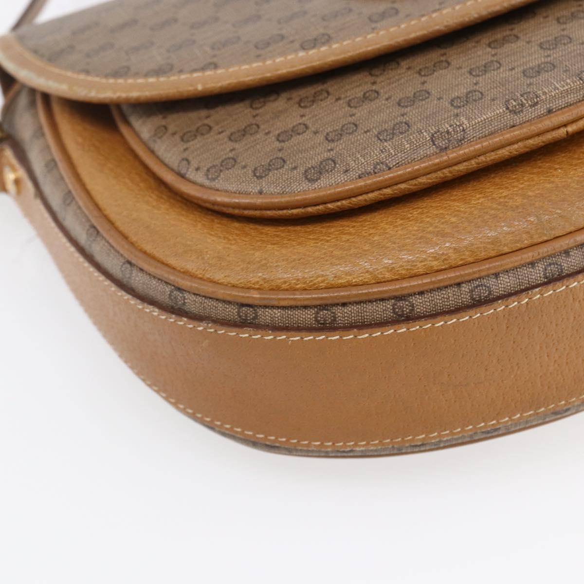 GUCCI Micro GG Supreme Shoulder Bag PVC Beige Gold Auth BA7246