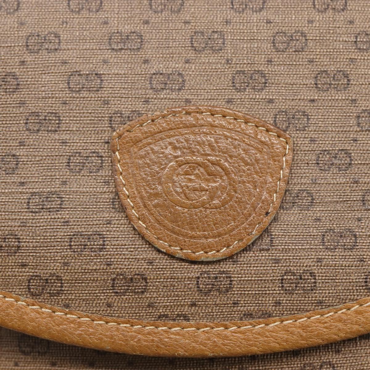 GUCCI Micro GG Supreme Shoulder Bag PVC Beige Gold Auth BA7246