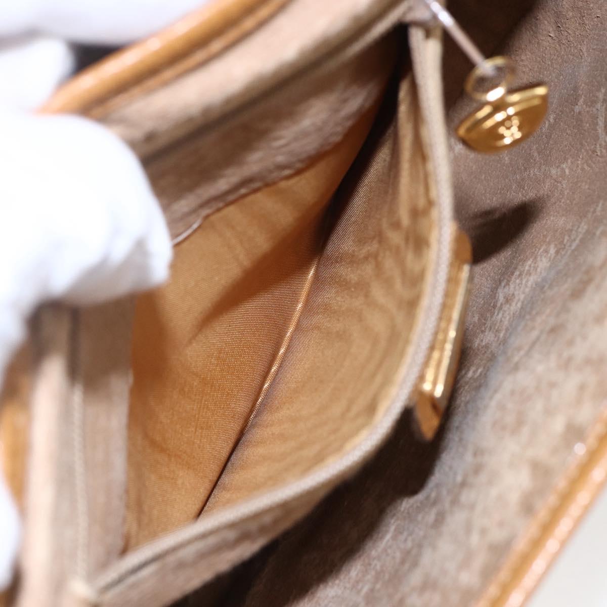 GUCCI Micro GG Supreme Shoulder Bag PVC Beige Gold Auth BA7246