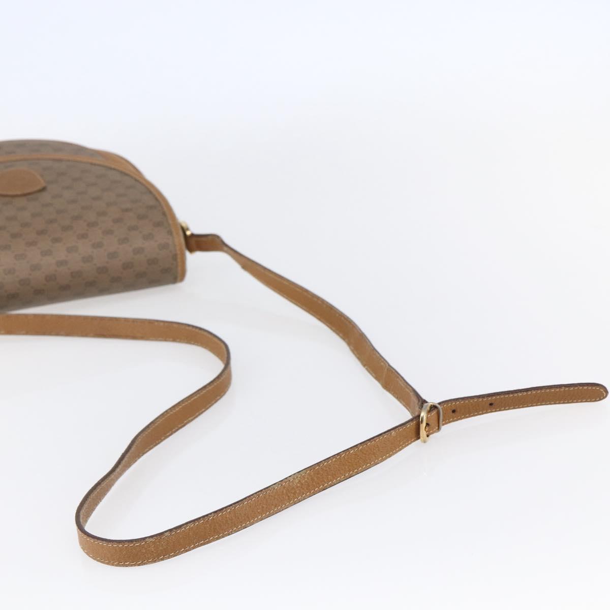 GUCCI Micro GG Supreme Shoulder Bag PVC Beige Gold Auth BA7246