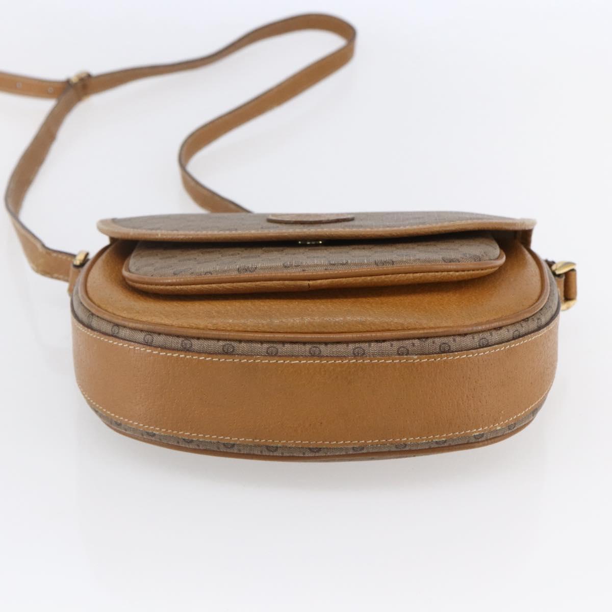 GUCCI Micro GG Supreme Shoulder Bag PVC Beige Gold Auth BA7246