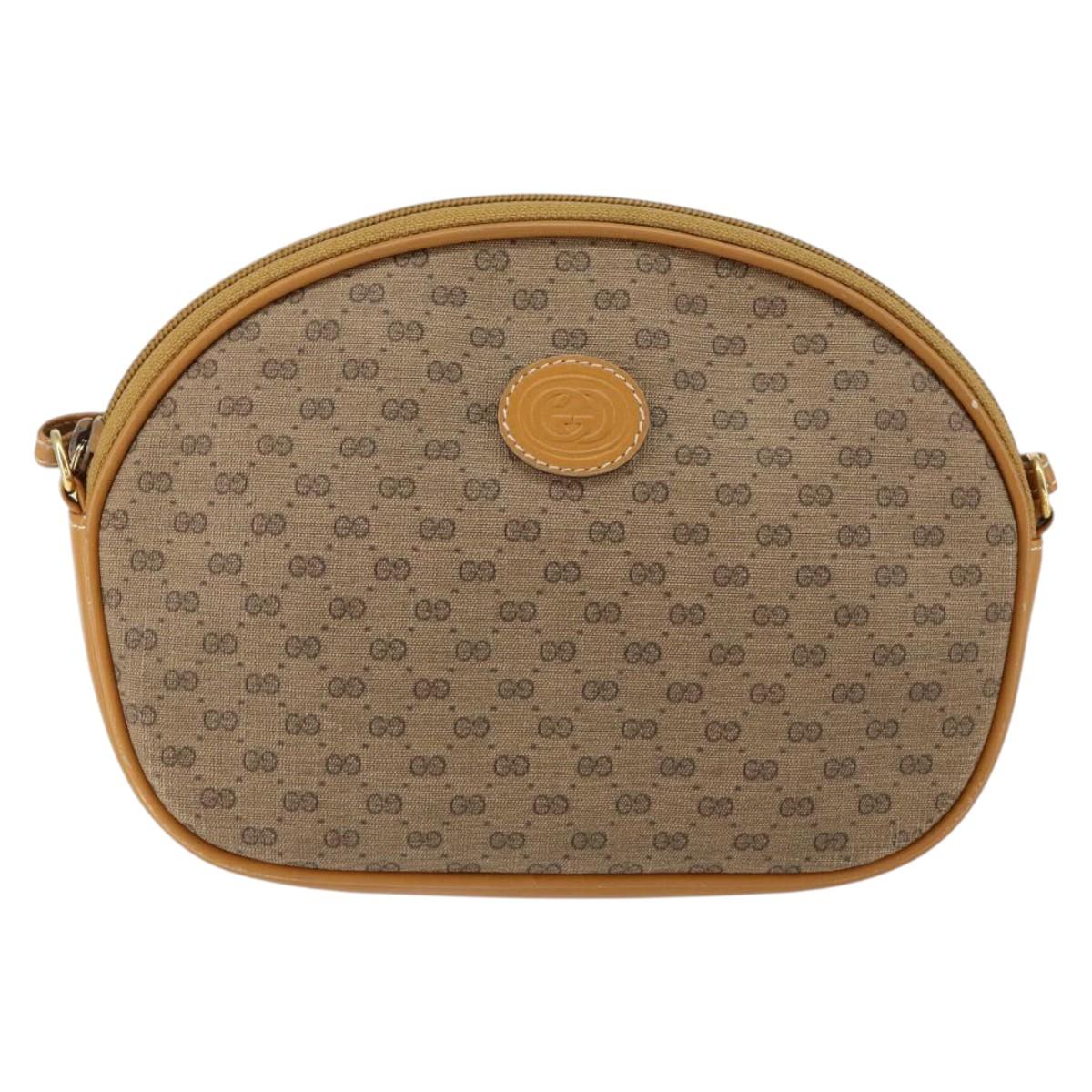 GUCCI Micro GG Supreme Bag PVC Leather Brown Gold 007 084 0094 Auth BA7247
