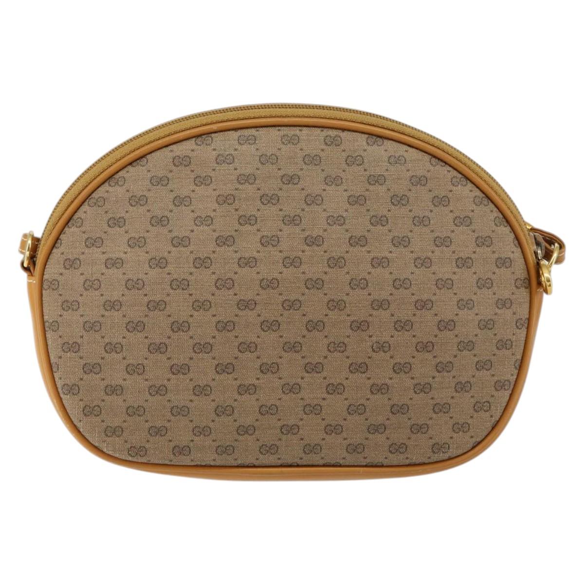 GUCCI Micro GG Supreme Bag PVC Leather Brown Gold 007 084 0094 Auth BA7247