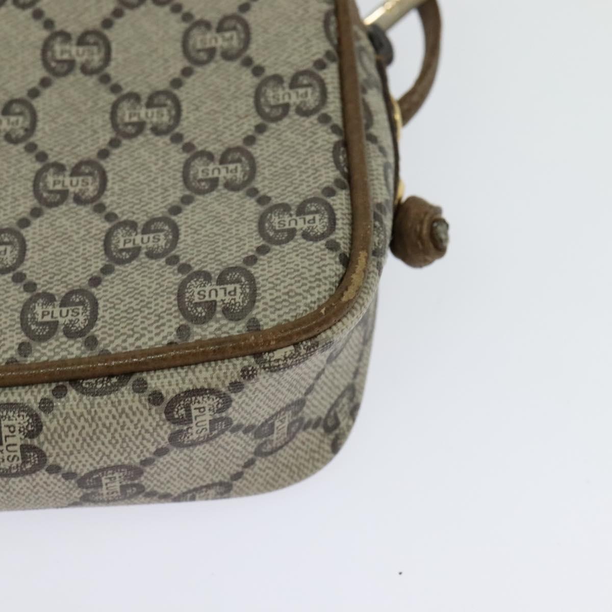 GUCCI GG Plus Supreme Shoulder Bag PVC Beige Auth BA725