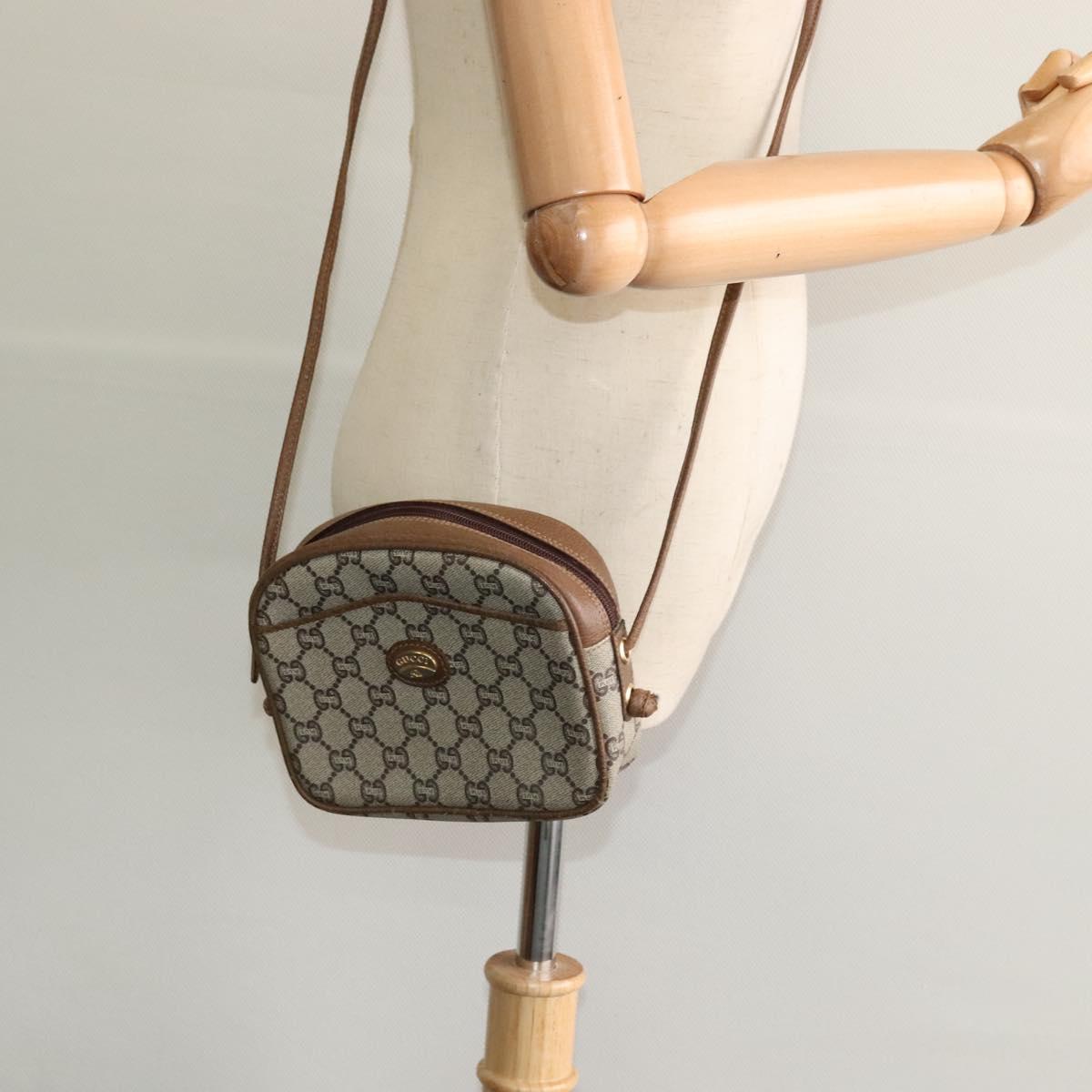 GUCCI GG Plus Supreme Shoulder Bag PVC Beige Auth BA725