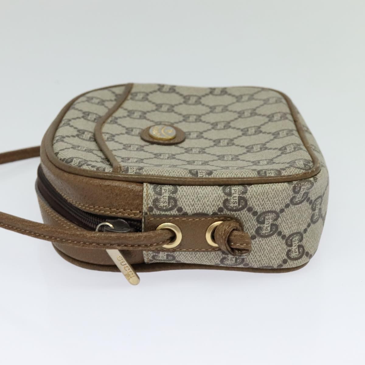 GUCCI GG Plus Supreme Shoulder Bag PVC Beige Auth BA725