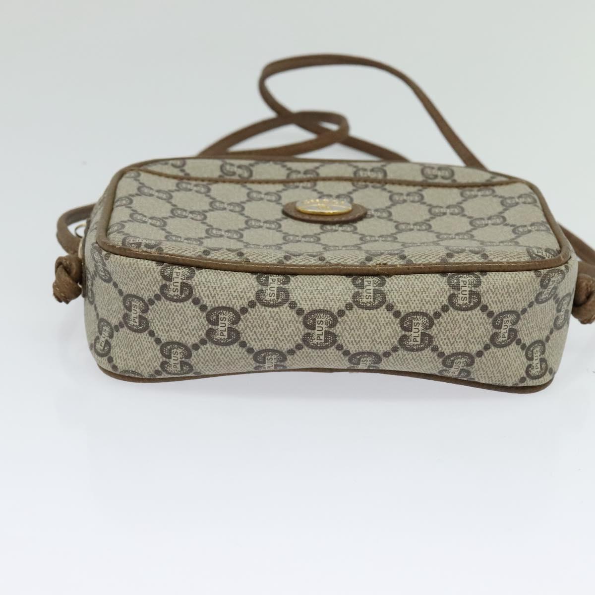 GUCCI GG Plus Supreme Shoulder Bag PVC Beige Auth BA725