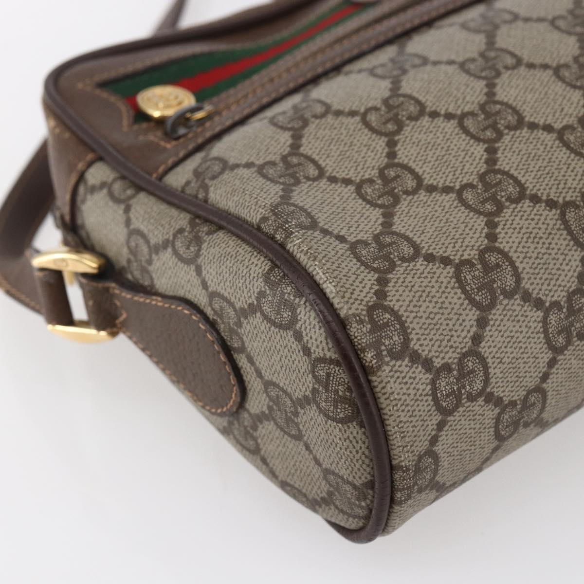 GUCCI GG Supreme Web Sherry Line Bag PVC Beige Gold 56 02 087 Auth BA7251