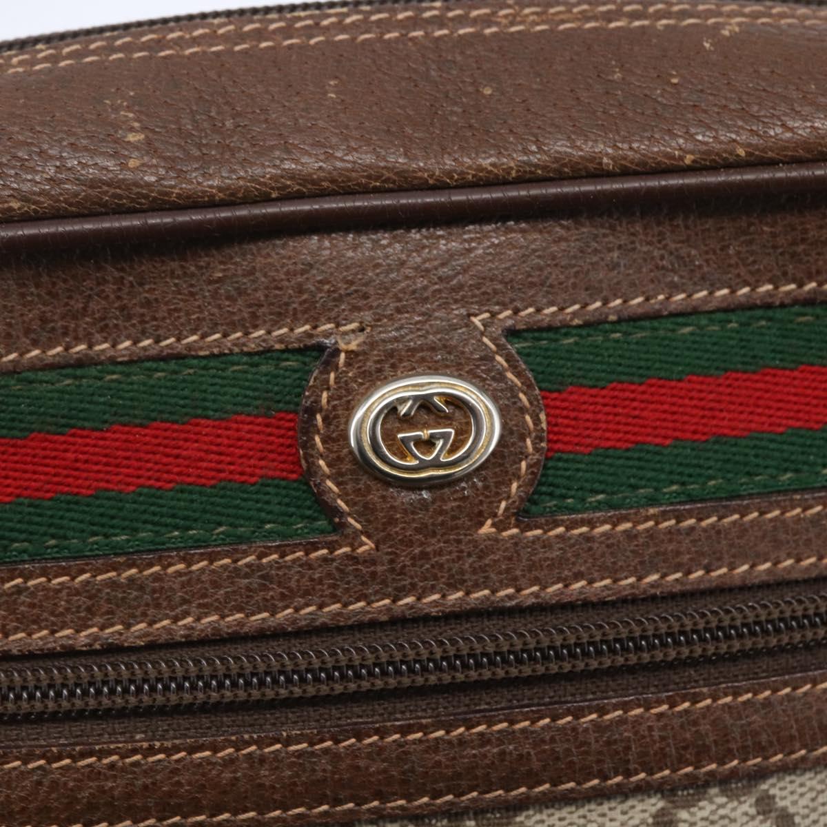 GUCCI GG Supreme Web Sherry Line Bag PVC Beige Gold 56 02 087 Auth BA7251