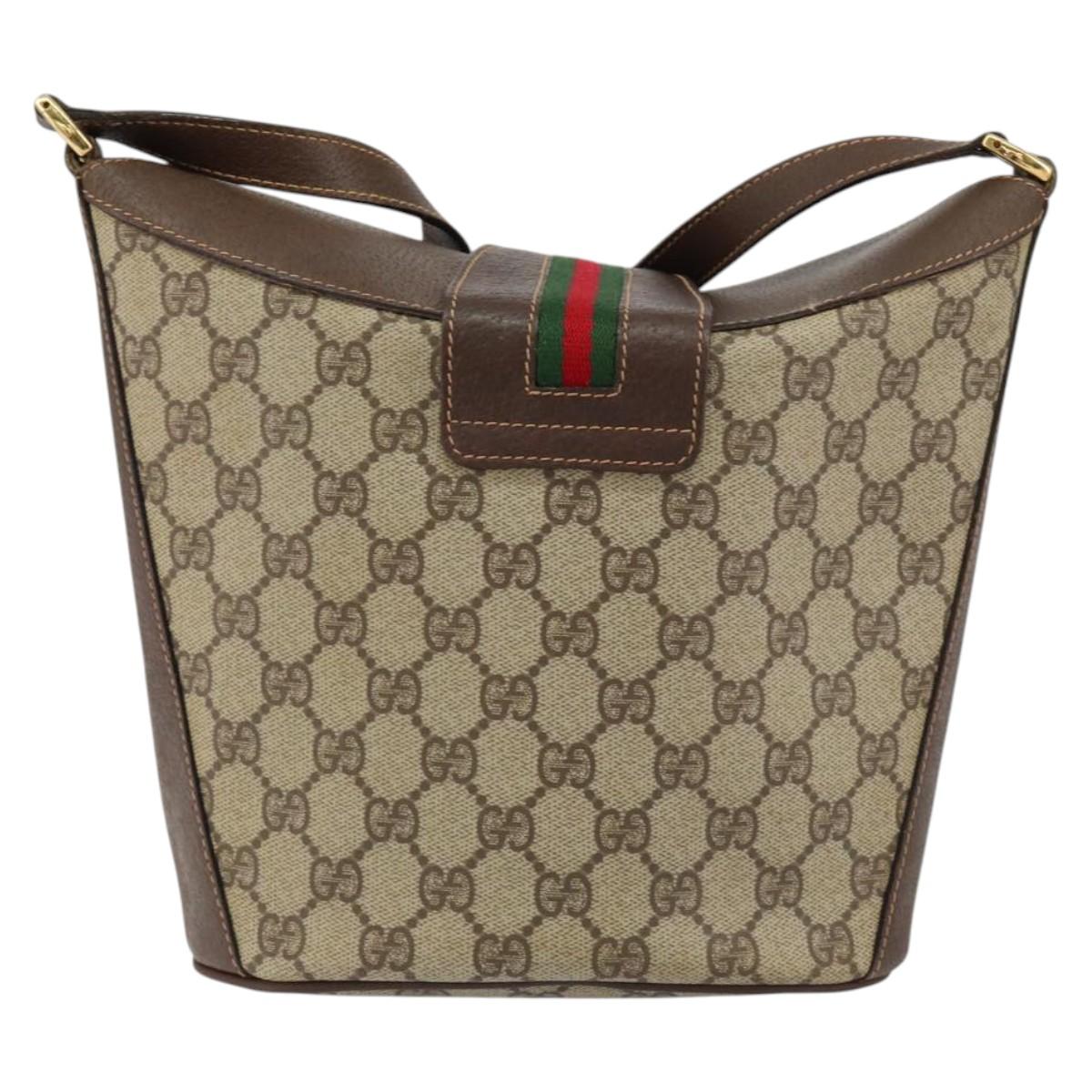 GUCCI GG Supreme Web Sherry Line Bag PVC Leather Beige 40 02 081 Auth BA7253