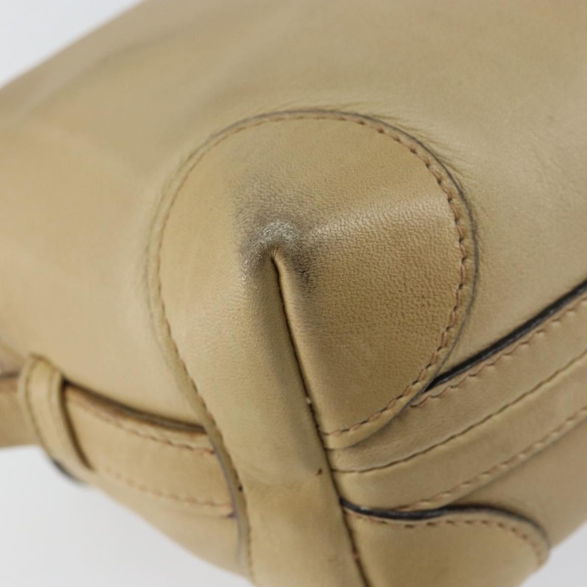 GUCCI Shoulder Bag Leather Beige Gold 67 01 5294 Auth BA7259