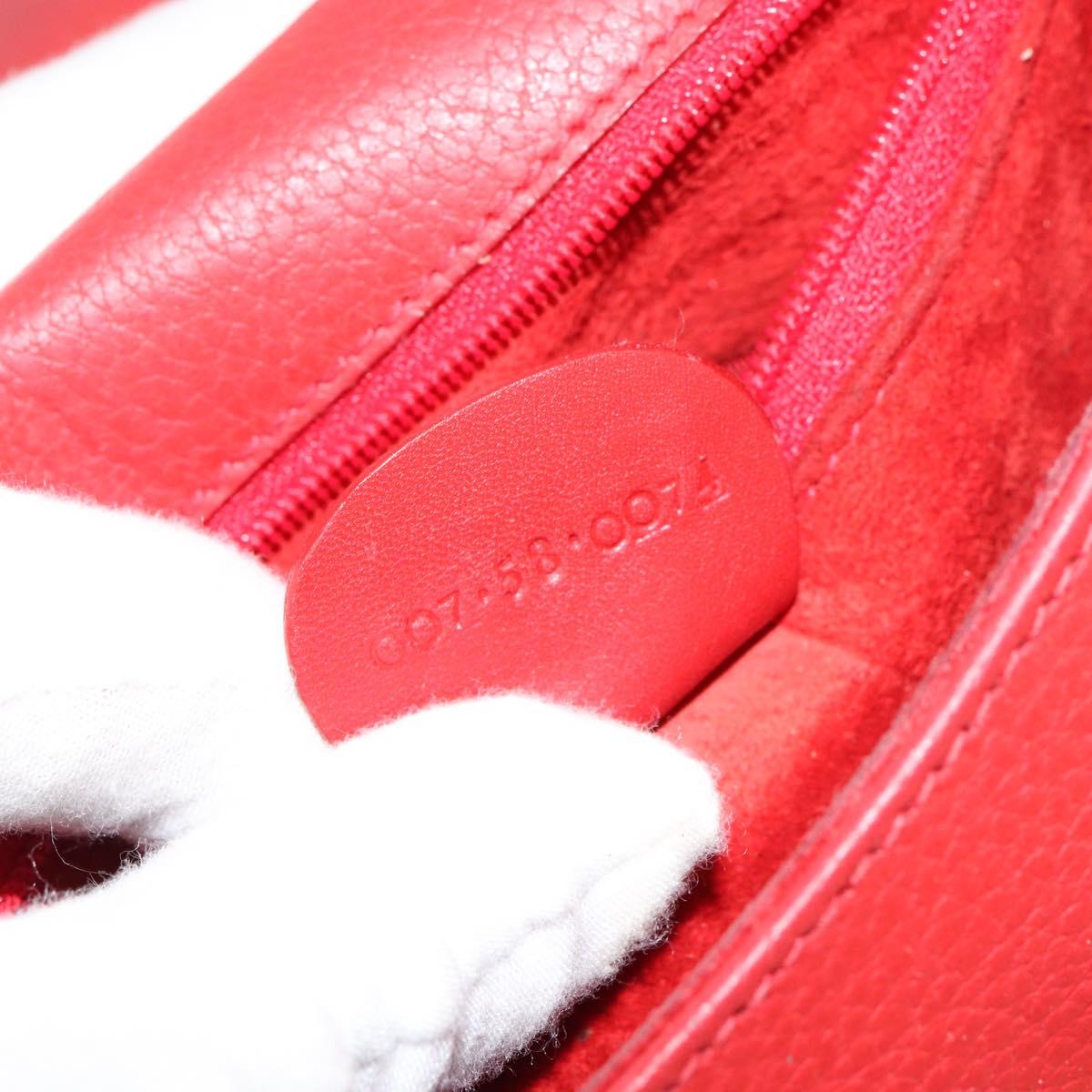 GUCCI Shoulder Bag Leather Red Gold 007 58 0074 Auth BA7260