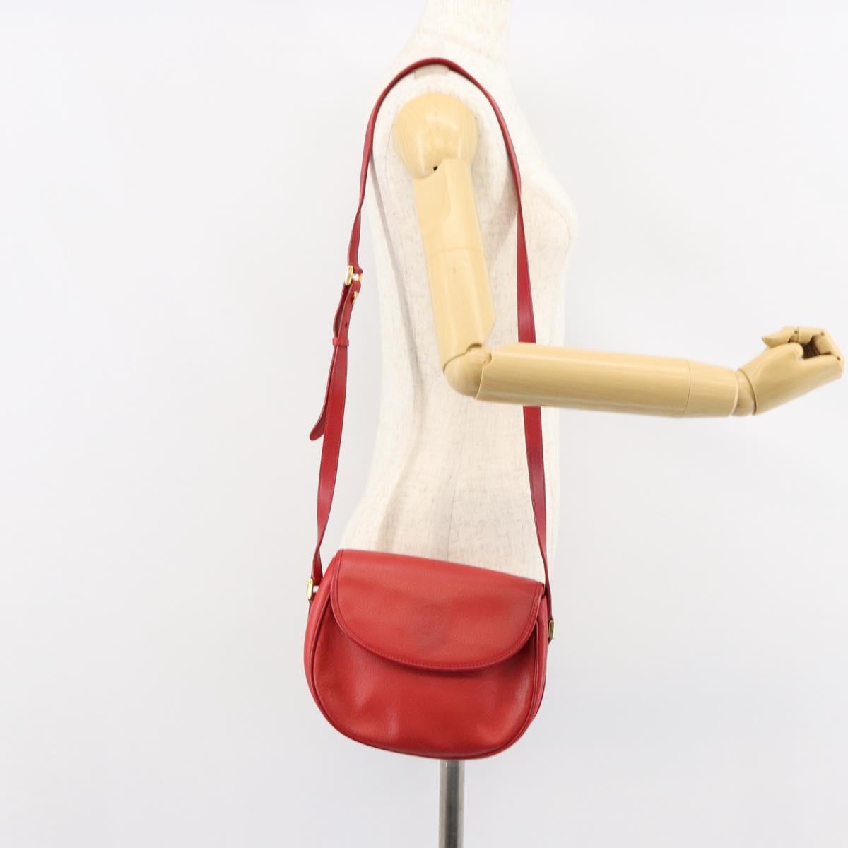 GUCCI Shoulder Bag Leather Red Gold 007 58 0074 Auth BA7260