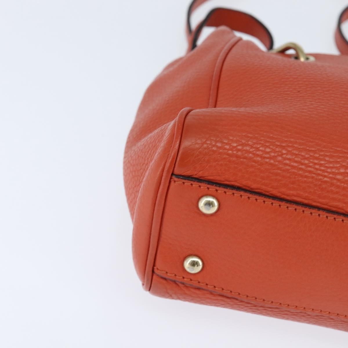 GUCCI Bamboo Hand Bag Leather 2way Orange Gold 368823 Auth BA7264