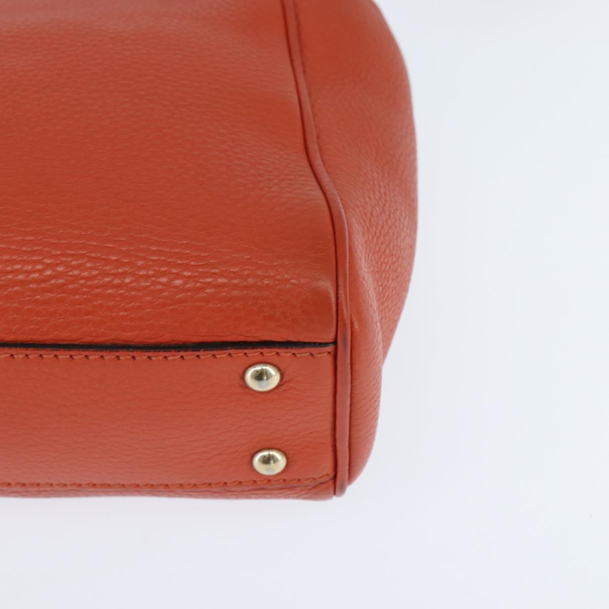 GUCCI Bamboo Hand Bag Leather 2way Orange Gold 368823 Auth BA7264