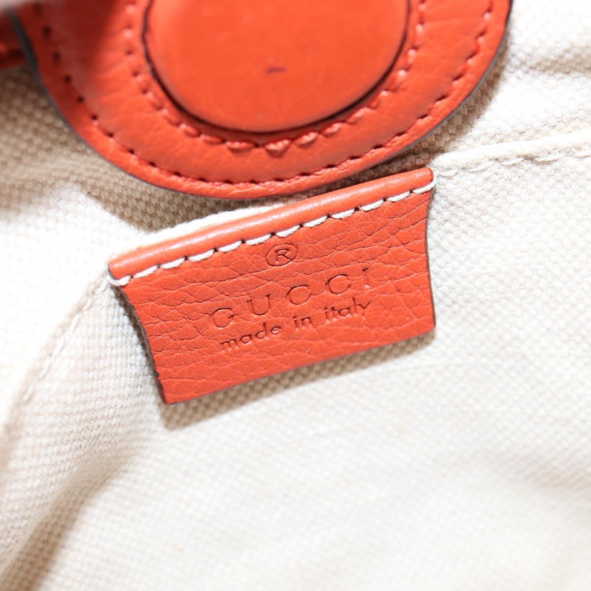 GUCCI Bamboo Hand Bag Leather 2way Orange Gold 368823 Auth BA7264