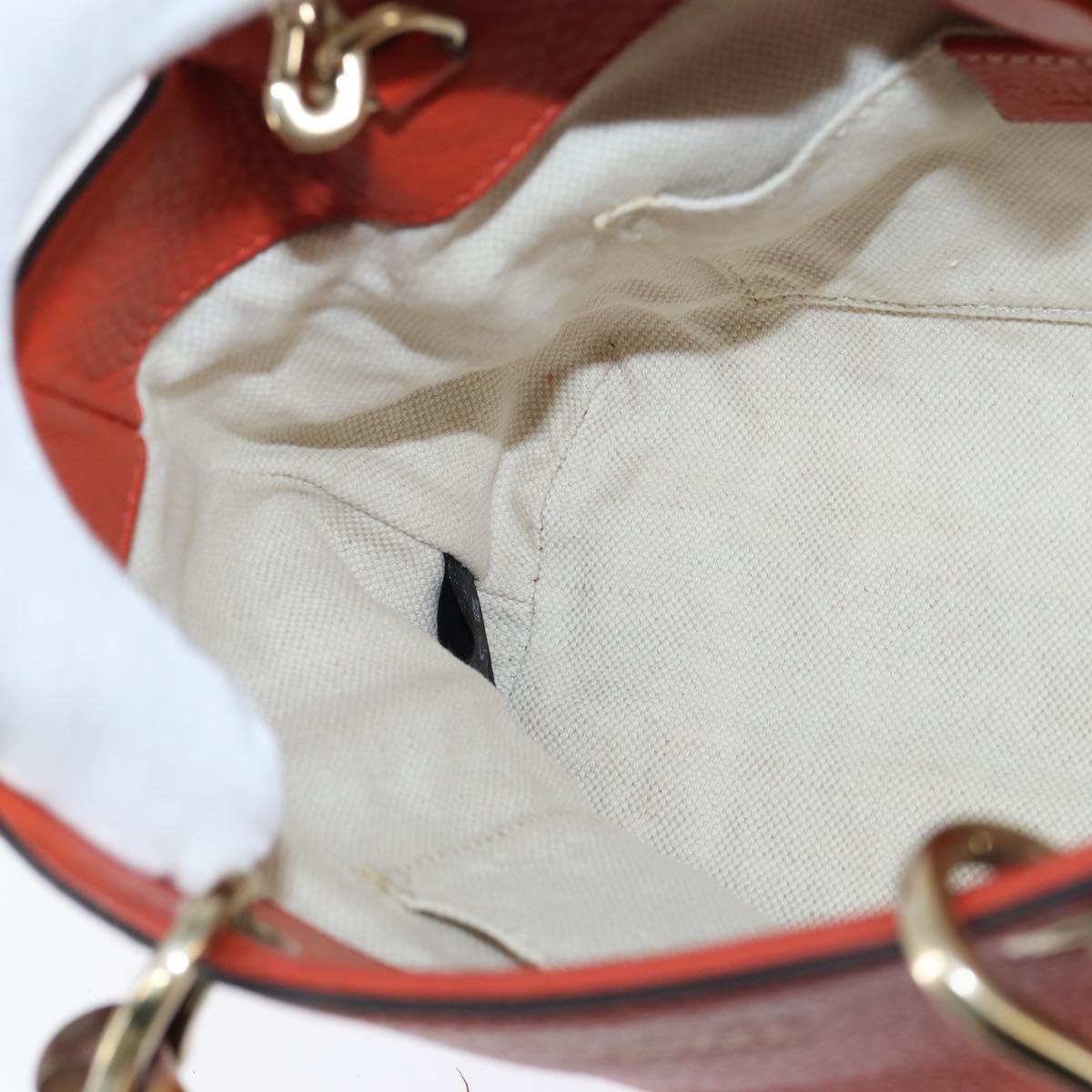 GUCCI Bamboo Hand Bag Leather 2way Orange Gold 368823 Auth BA7264