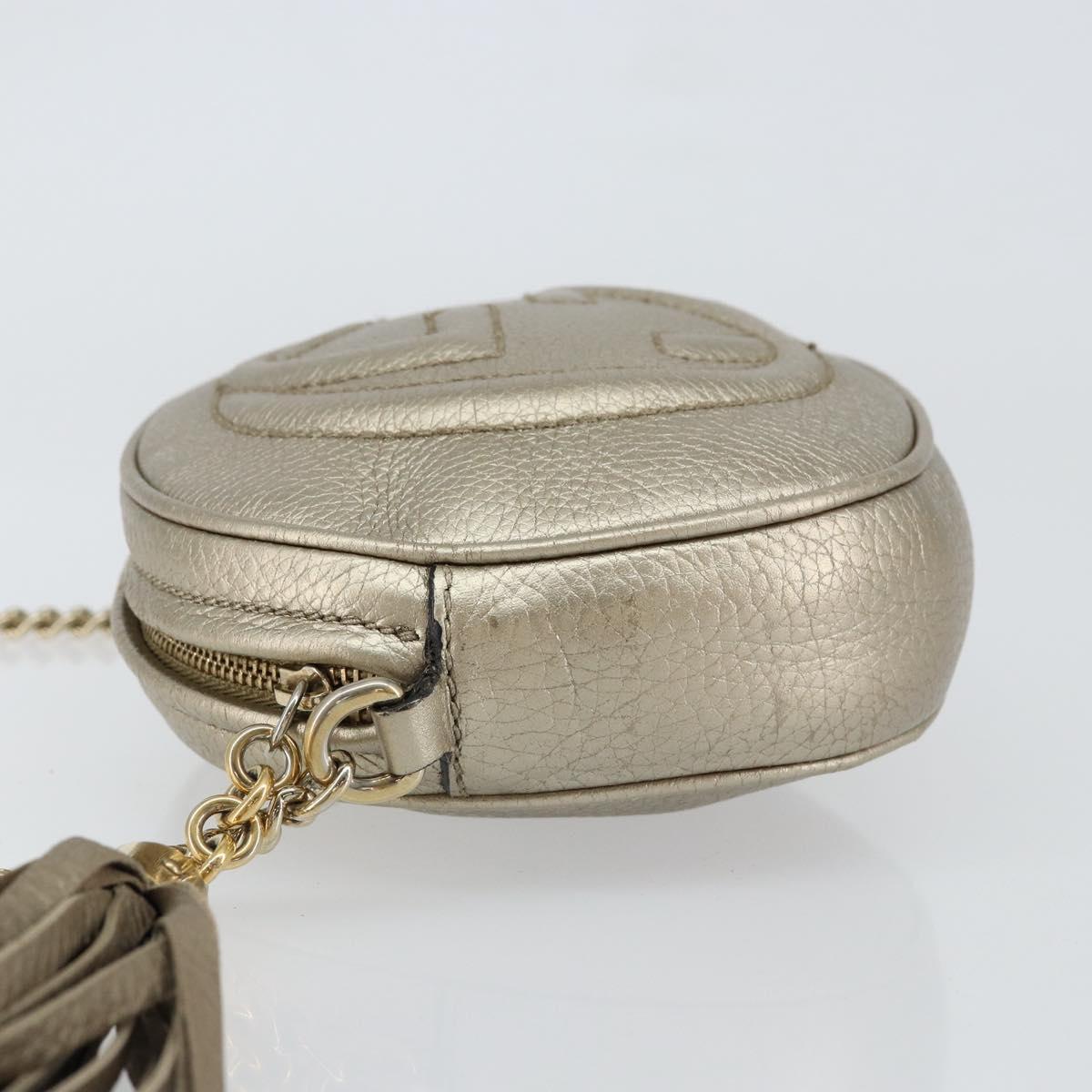 GUCCI Chain Shoulder Bag Leather Gold 353965 Auth BA7267