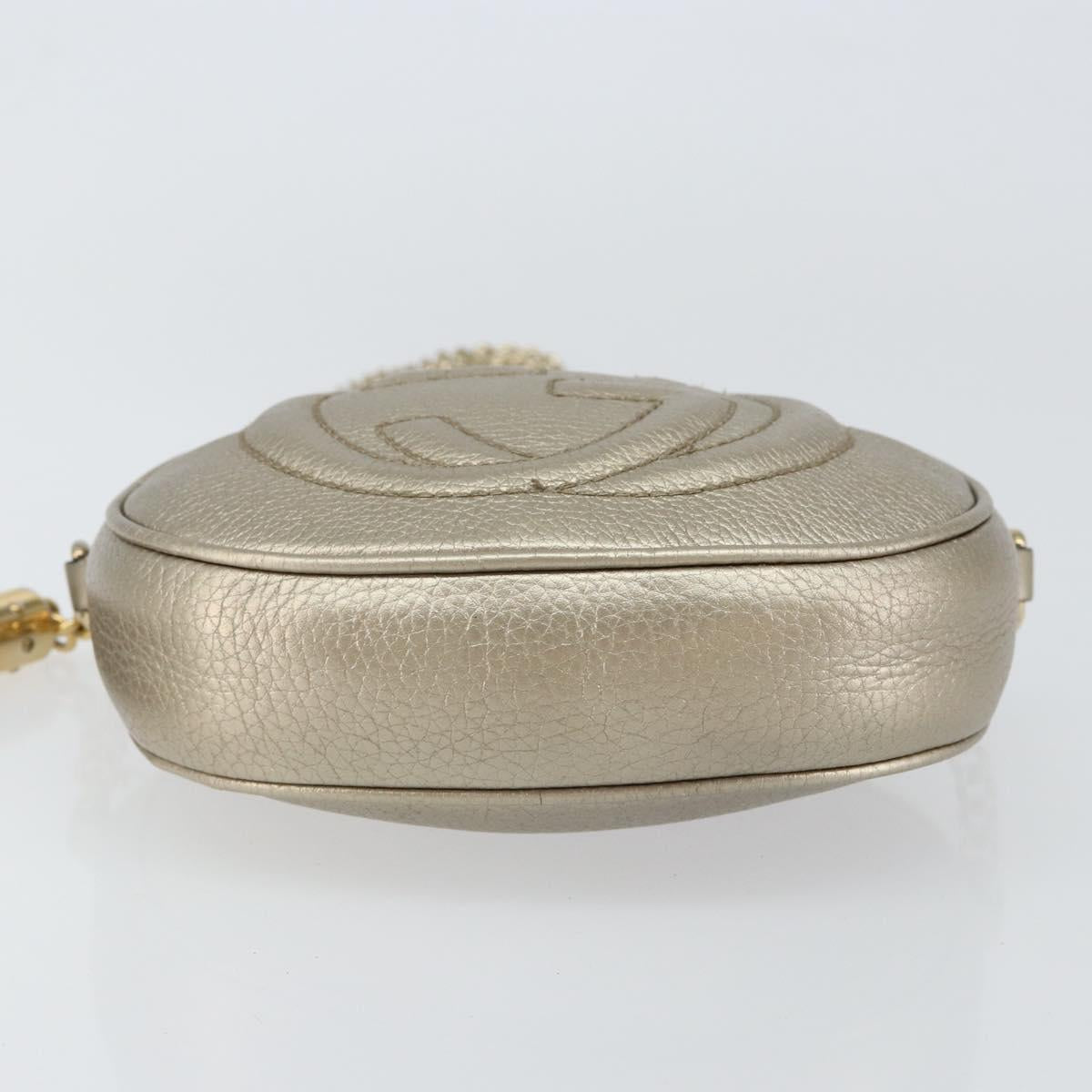 GUCCI Chain Shoulder Bag Leather Gold 353965 Auth BA7267