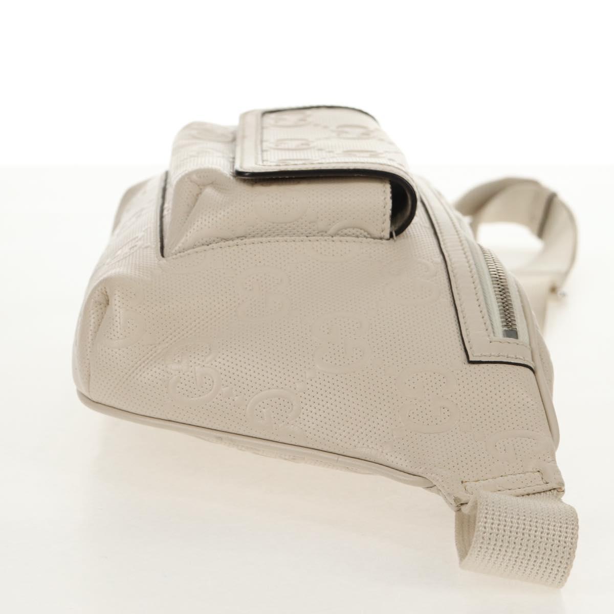 GUCCI GG Emboss Body Bag White Silver 645093 Auth BA7268M