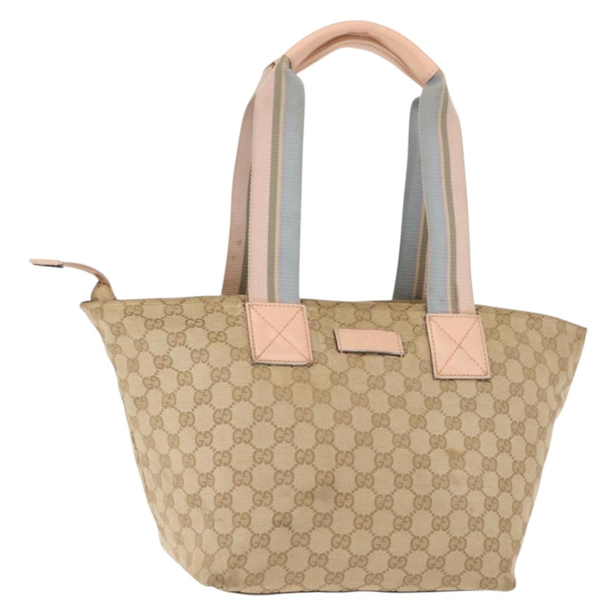 GUCCI GG Canvas Tote Bag Beige Gold 131230 Auth BA7274