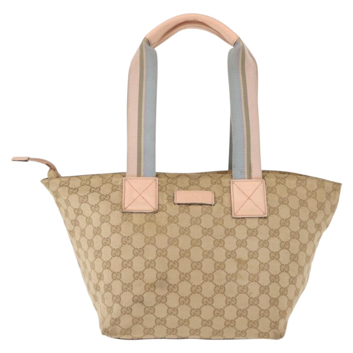GUCCI GG Canvas Tote Bag Beige Gold 131230 Auth BA7274