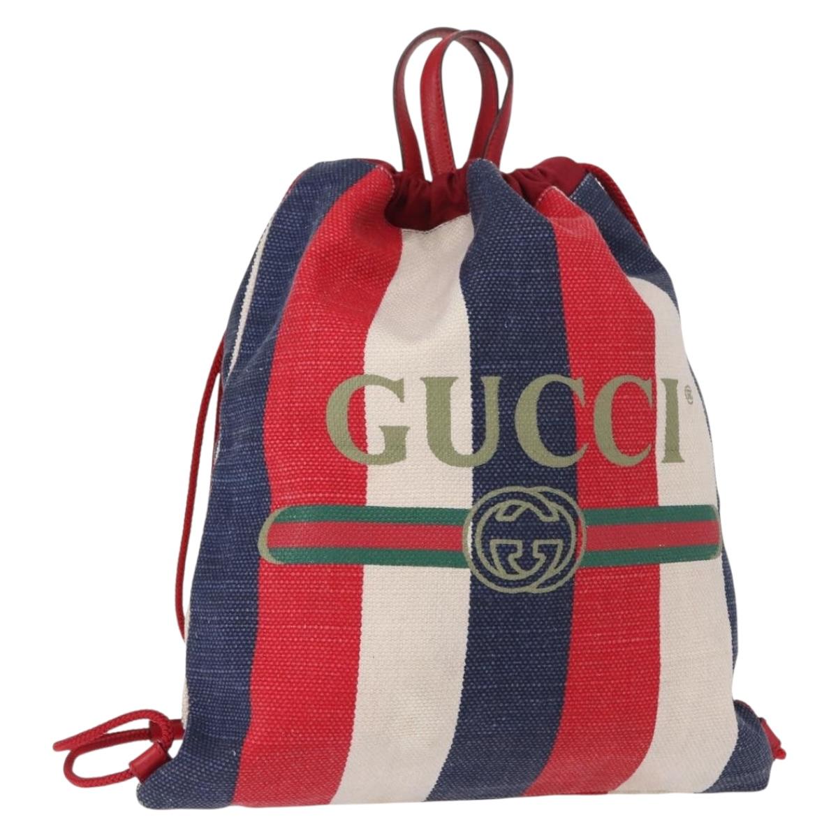 GUCCI Backpack Canvas Blue Red 473872 Auth BA7277