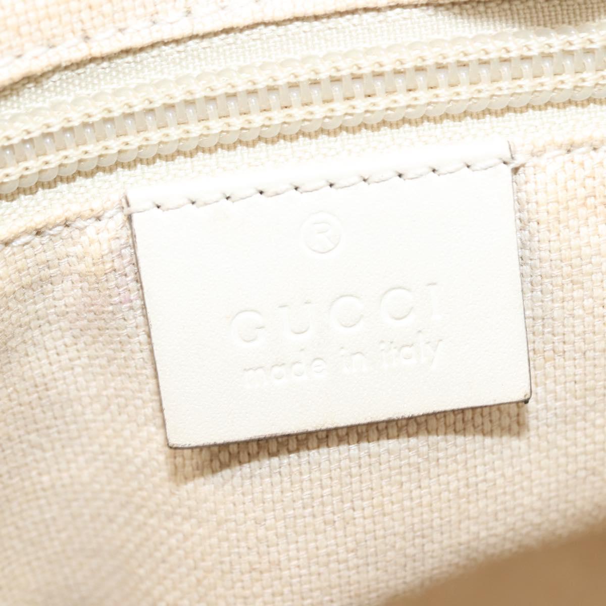 GUCCI Flora Tote Bag Nylon Leather 2way Beige Silver 353440 Auth BA7279