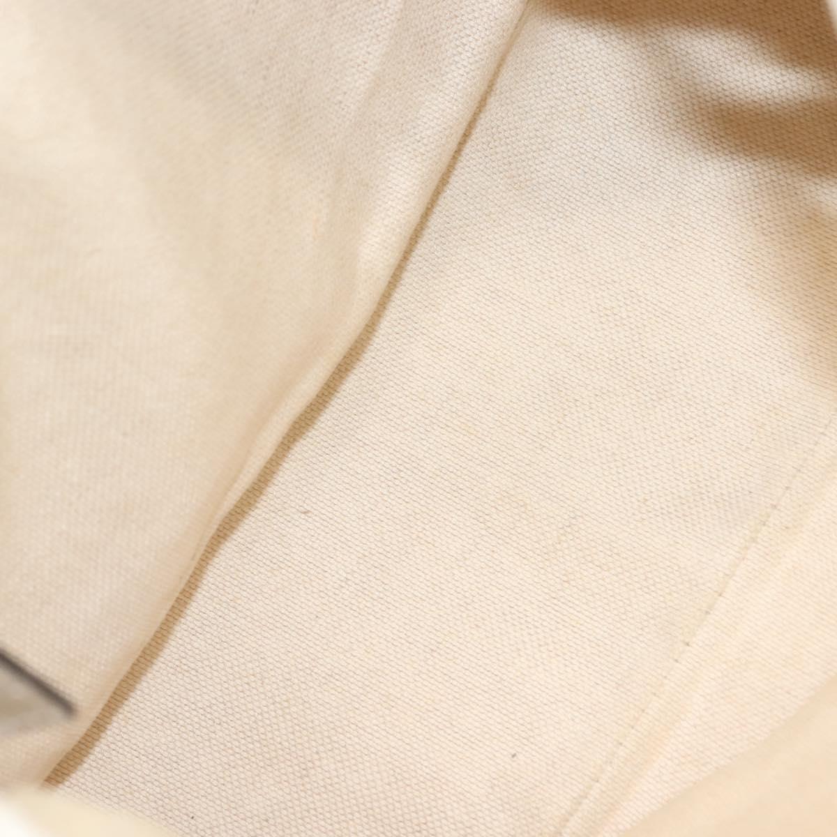 GUCCI Flora Tote Bag Nylon Leather 2way Beige Silver 353440 Auth BA7279