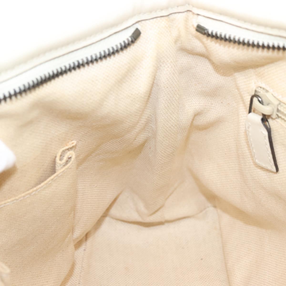 GUCCI Flora Tote Bag Nylon Leather 2way Beige Silver 353440 Auth BA7279