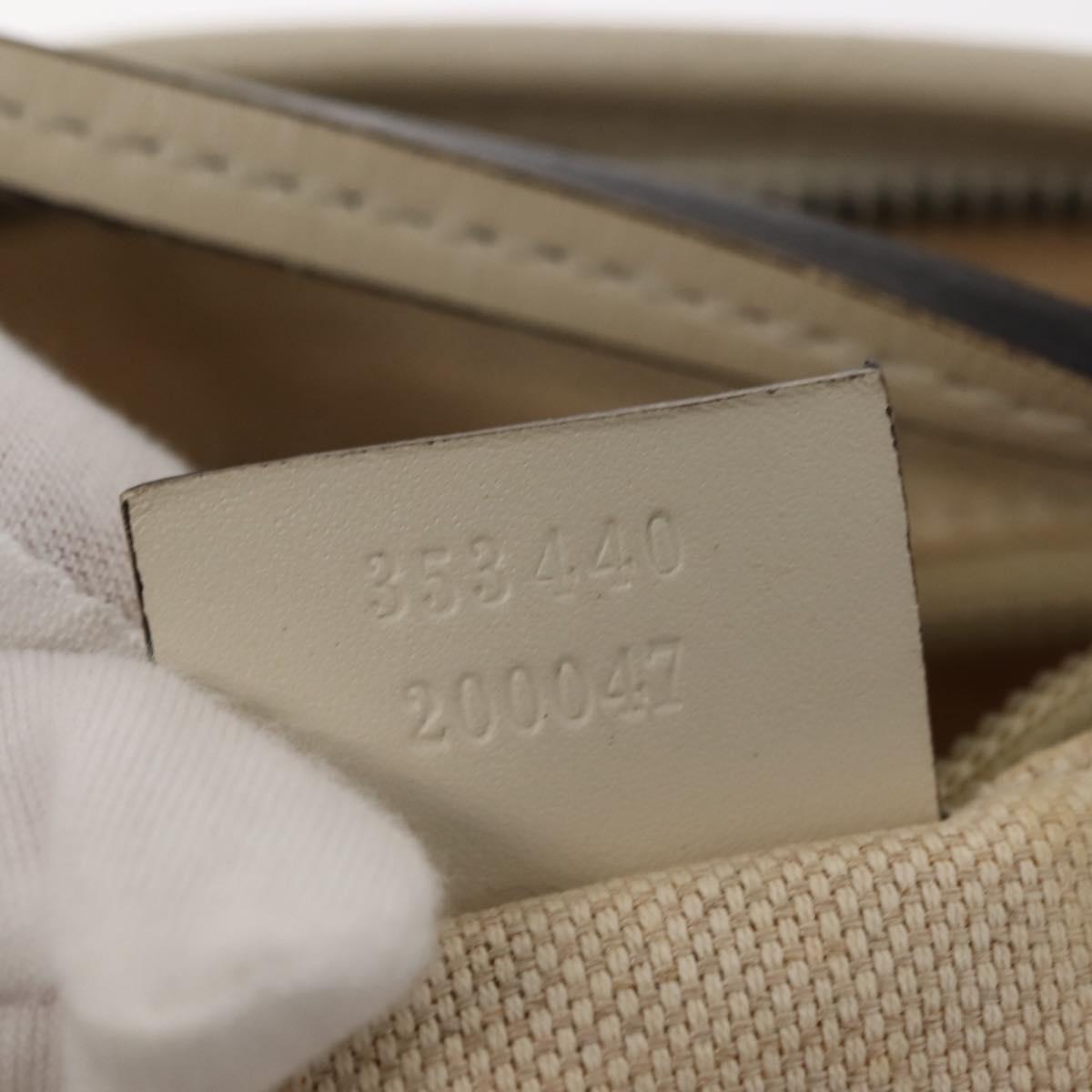 GUCCI Flora Tote Bag Nylon Leather 2way Beige Silver 353440 Auth BA7279