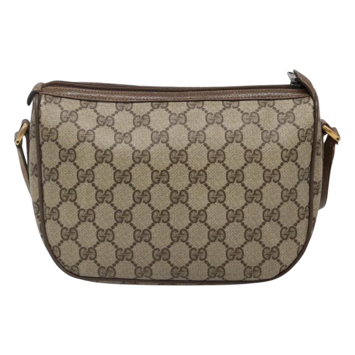 GUCCI GG Supreme Web Sherry Line Bag PVC Beige Gold 89 02 032 Auth BA728