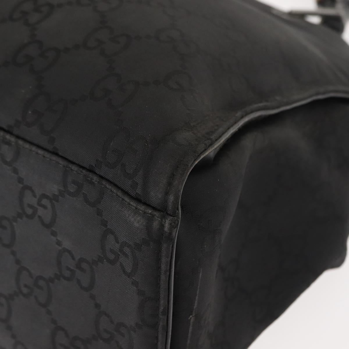 GUCCI Bamboo GG Canvas Hand Bag Black Silver 002 1010 3754 Auth BA7280