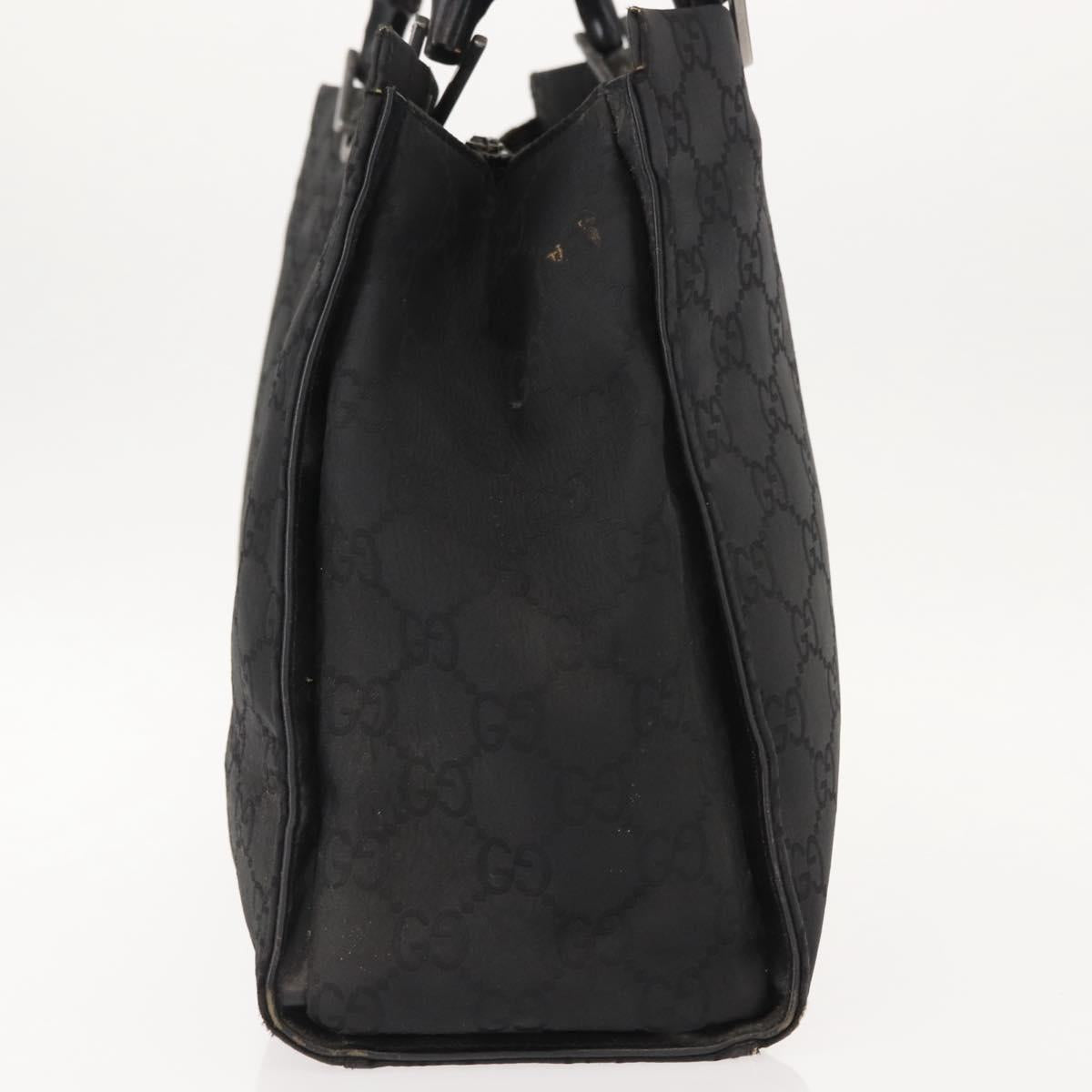 GUCCI Bamboo GG Canvas Hand Bag Black Silver 002 1010 3754 Auth BA7280