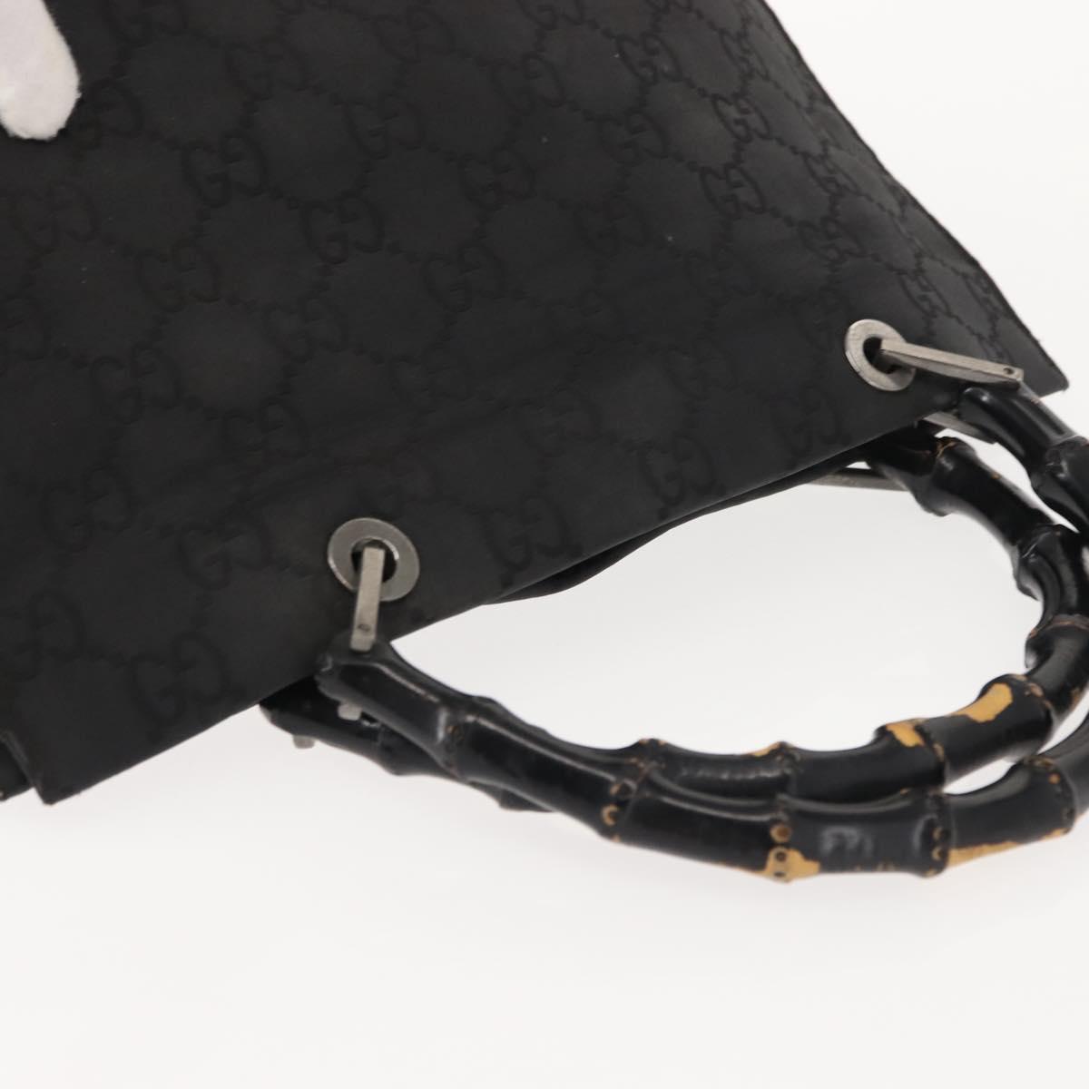GUCCI Bamboo GG Canvas Hand Bag Black Silver 002 1010 3754 Auth BA7280